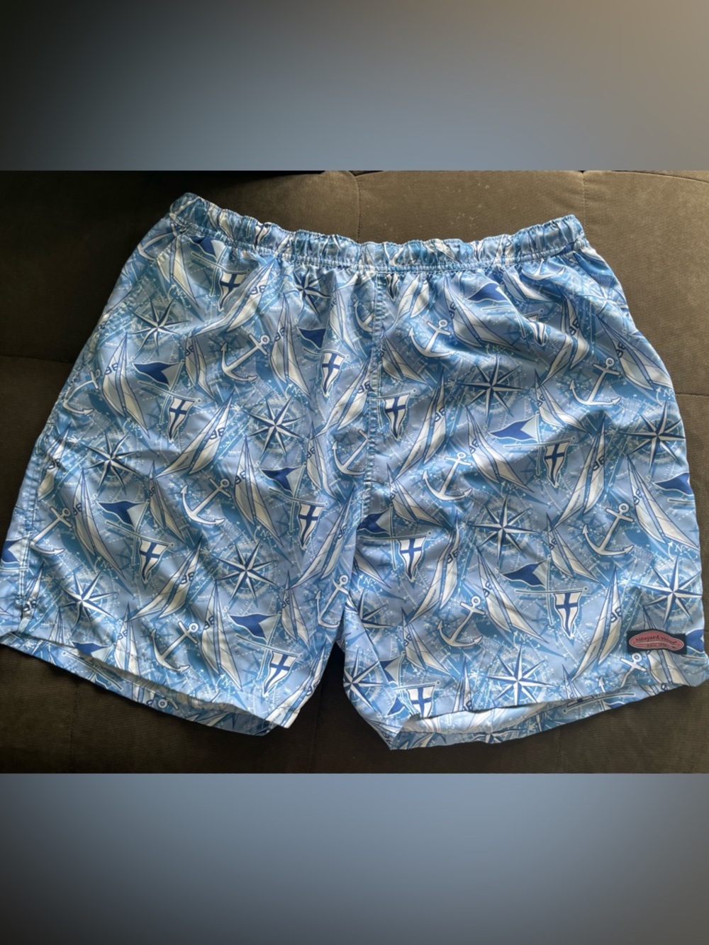 Vineyard Vines Light Blue Nautical Print Swim Trunks XL
